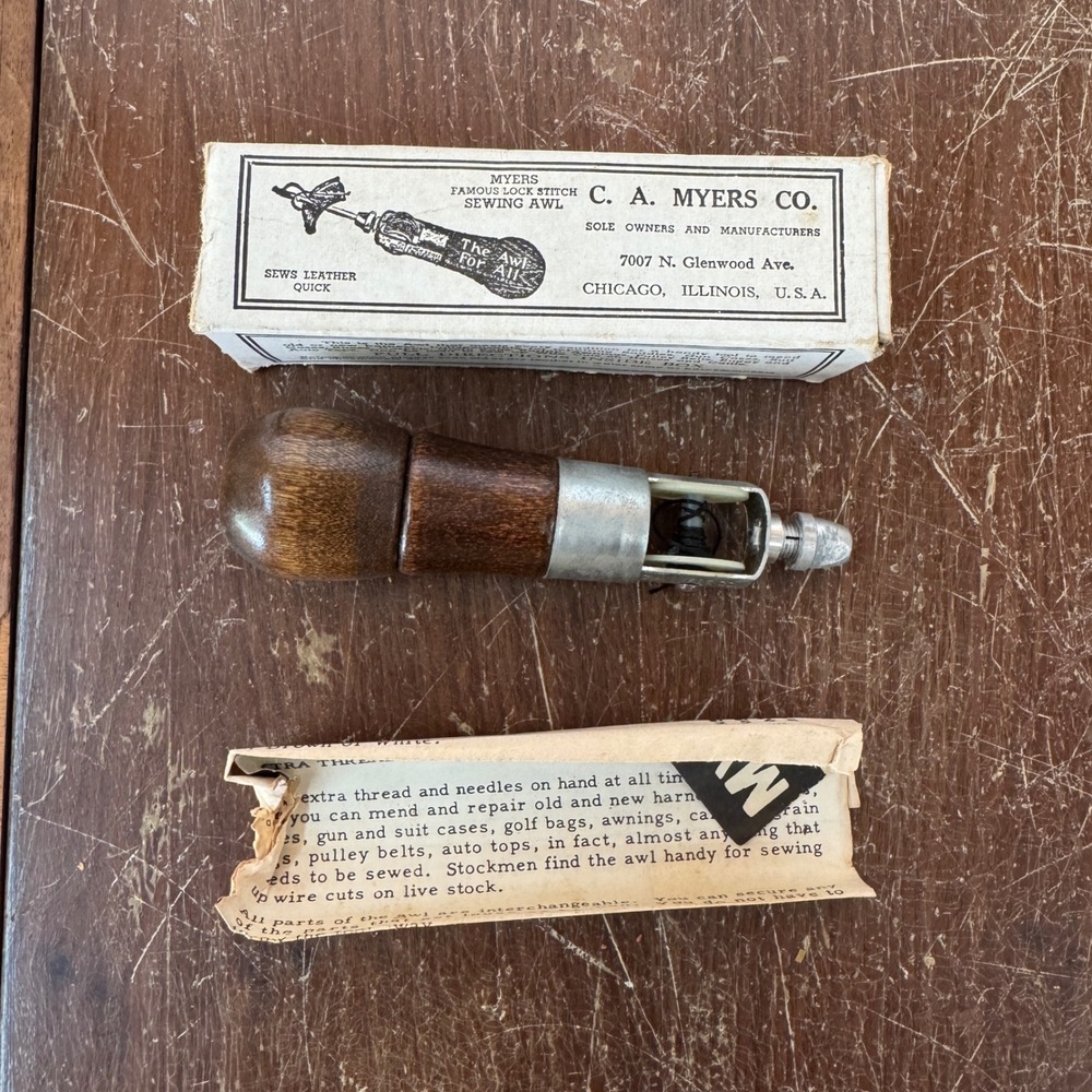 Vintage C.A. Myers Lock Stitch‎ Sewing Awl Chicago Leather Repair Tool